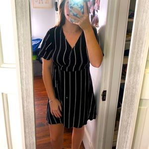 black and white striped dress